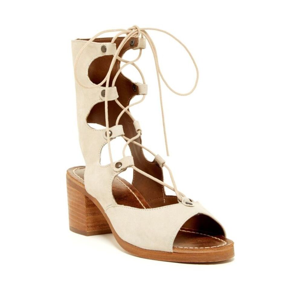 MATISSE Womens Beige Expo Toe Block Heel Leather Heeled Gladiator Sandal 10 M